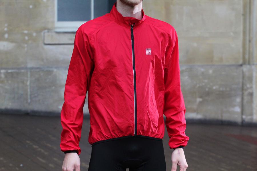 red cycling jacket