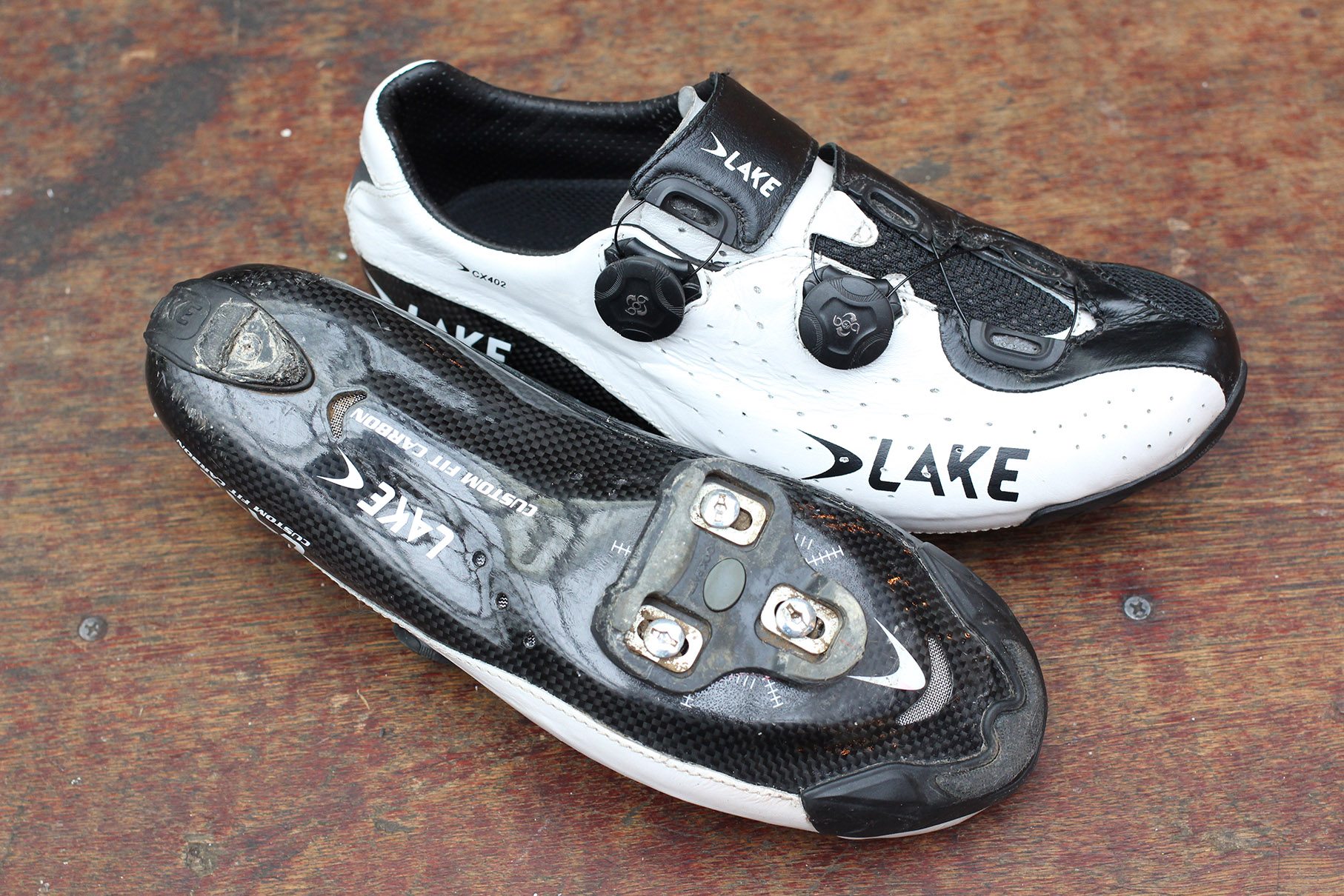 Lake CX 165 Silver Leather Race Cycling Shoes Size 41 