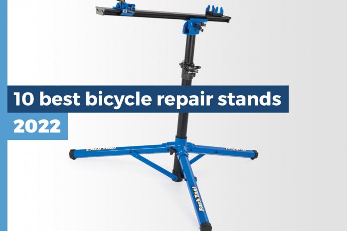 Bike Maintenance Stand 360 Degrees Rotating Clamp Mountain Bike Work Stands for Maintenance Height Adjustable Bicycle Bike Maintenance Repair Stand with Tool Storage Foldable Bicycle Repair Stand 