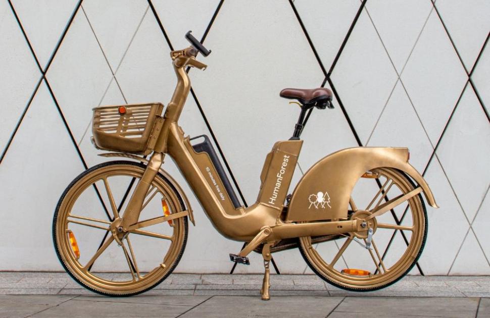 Human Forest gold bike (Jack Mitchell / Human Forest / LinkedIn)