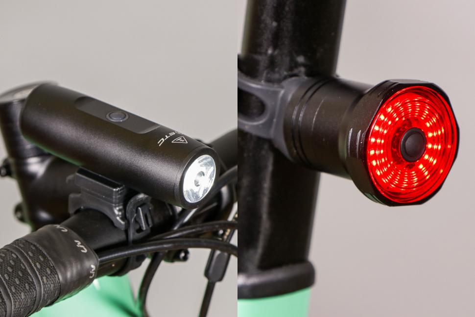 USB Rechargeable Bicycle Headlight Front & Rear Light Set for Road Commuting 
