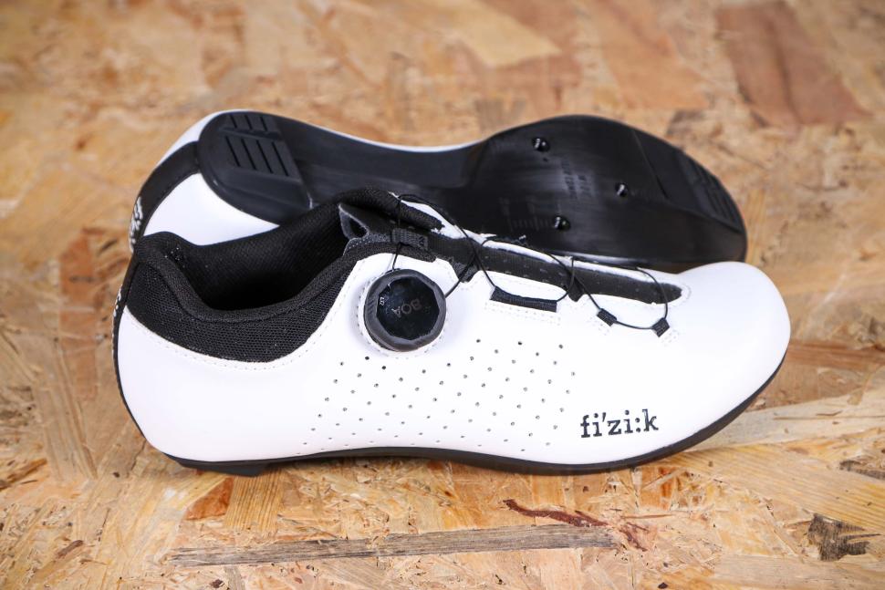 white fizik cycling shoes