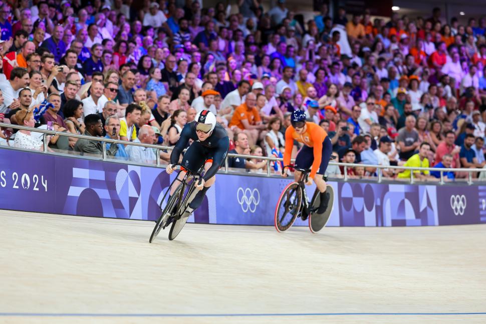 Jack Carlin and Harrie Lavreysen, sprint, 2024 Paris Olympics (Alex Whitehead/SWpix.com)