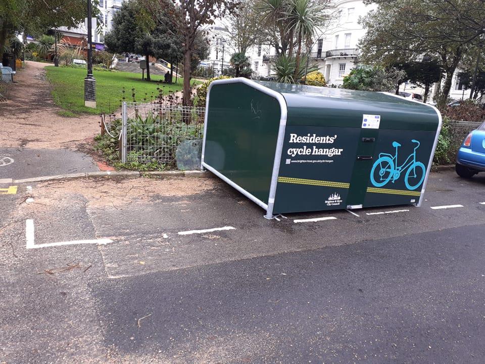 Sheer incompetence or the continuing war against motorists?” Drivers claim  cycle hangar is “deliberately” blocking two