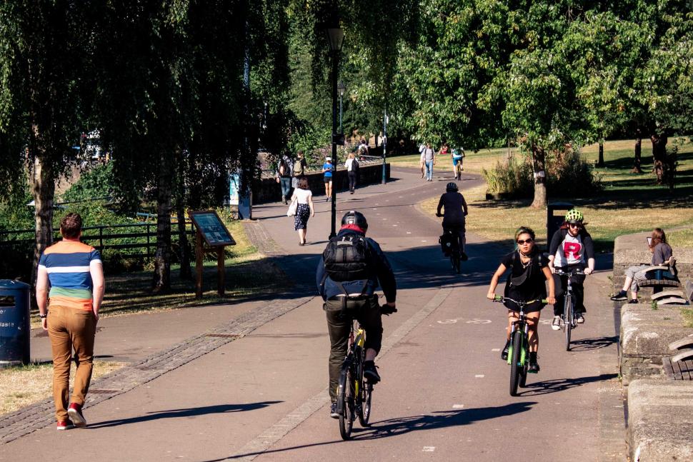 Cyclists and pedestrians in Castle Park, Bristol (image: Adwitiya Pal)