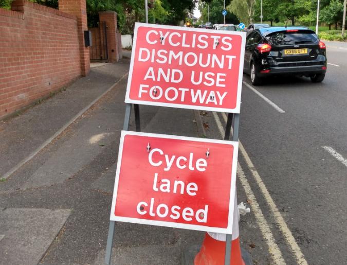 Cyclists Dismount sign, Ringwood Road, Poole (Susan Stockwell)