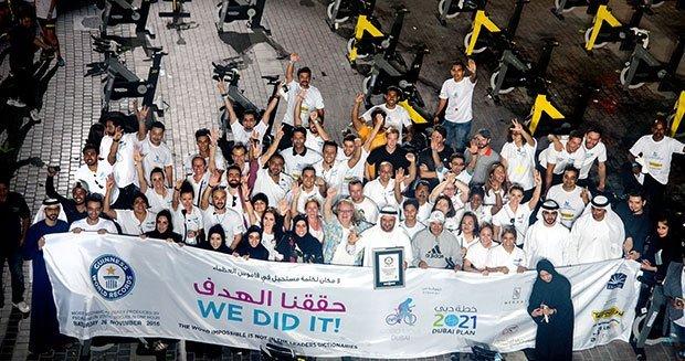 Guinness World Record for most energy produced on static bikes in an ...