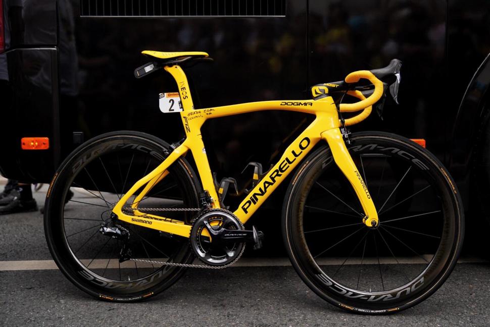 Tour de France pro bike Egan Bernal’s yellow Pinarello Dogma F12 road.cc