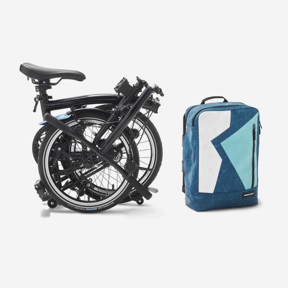 Freitag releases backpack that twists onto Brompton's folding 