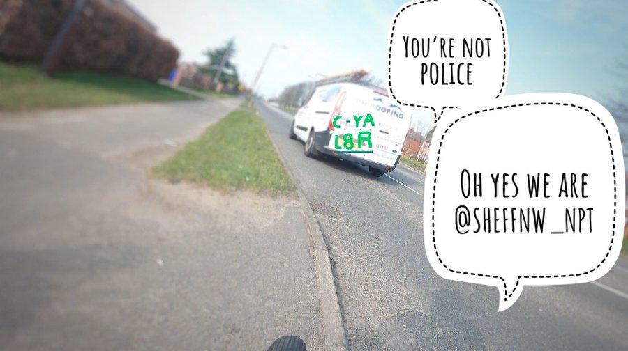 Van driver intimidates female cyclist (credit: Sheffield North West NPT/Twitter)