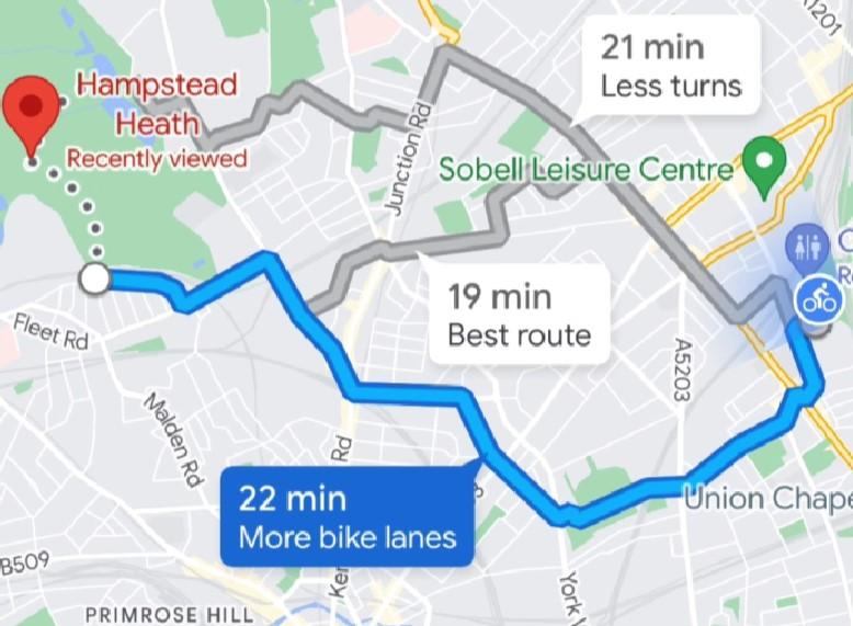 Google maps store average bike speed