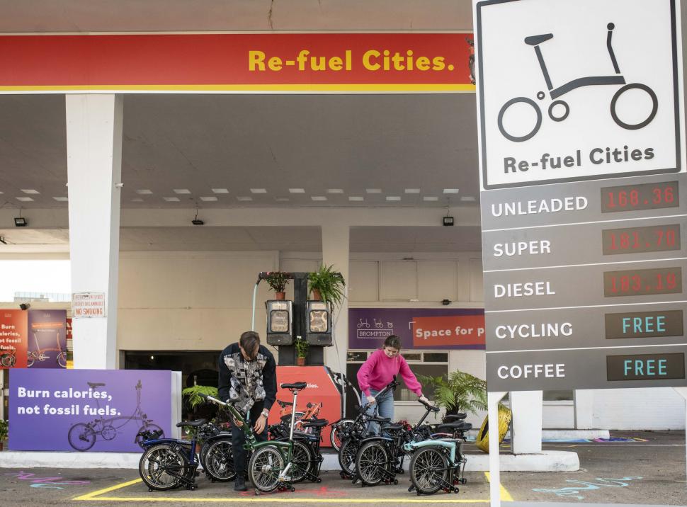 Brompton petrol station take over, World Car Free Day 1 (John Nguyen/PA Wire)