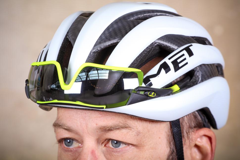 bike helmet and glasses