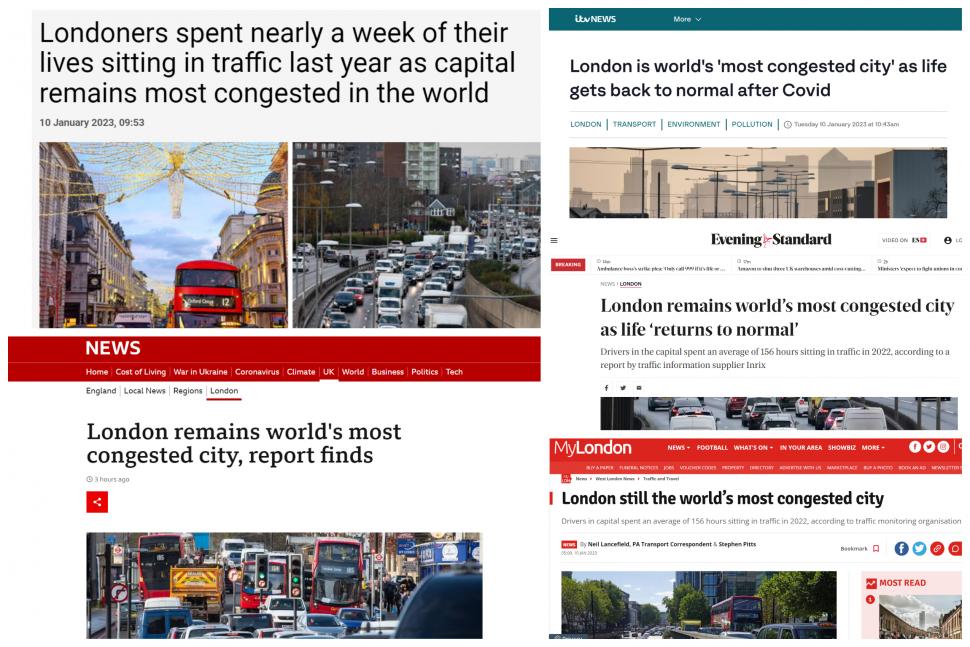 London world's most congested city headlines