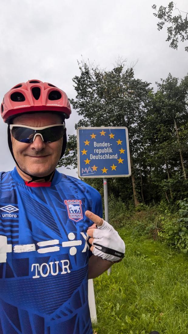 Norwegian Ipswich Town fan cycling to first game of season (Richie Wiik)