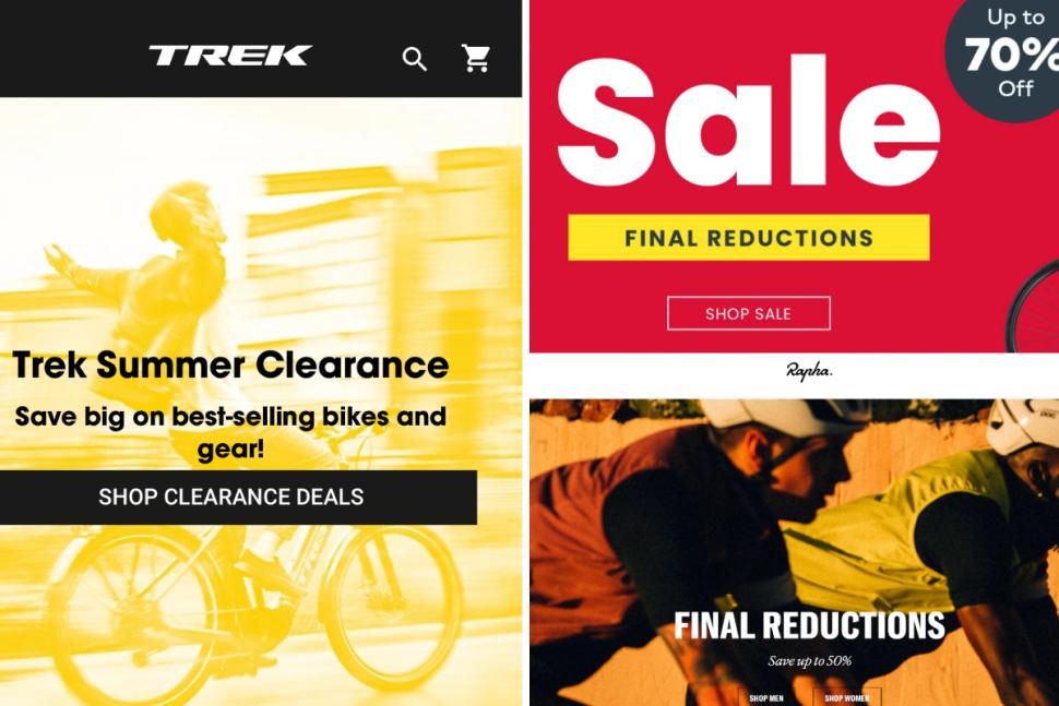 Huge discounts spotted as bike and cycling clothing prices slashed in summer clearance sales at Wiggle Trek Rapha Evans Cycles and more road.cc