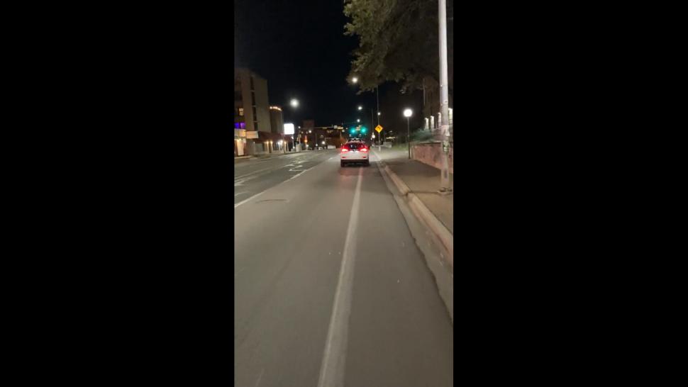 Cruise driverless car in Austin bike lane (screenshot Twitter/@WalkerATX)