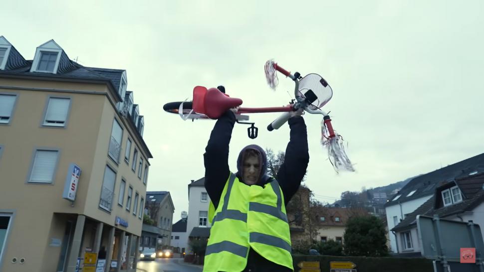 British YouTuber cycles 50km across Luxembourg on a Barbie bike (Max Fosh/YouTube)