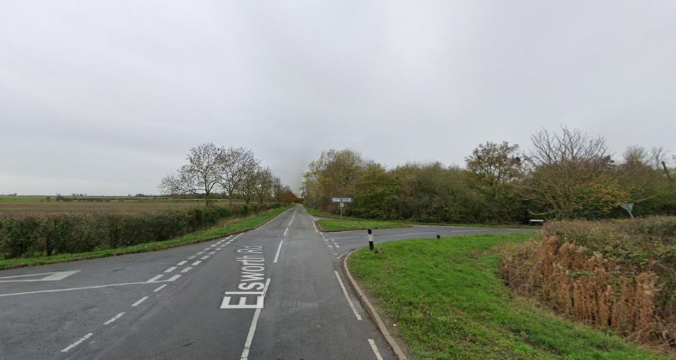 Collision site where seven cyclists were hit in Cambridgeshire (Google Maps)