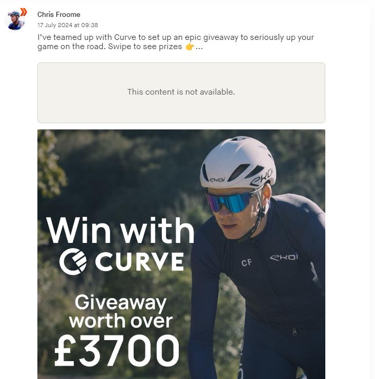 Strava links remove Froome's Curve link