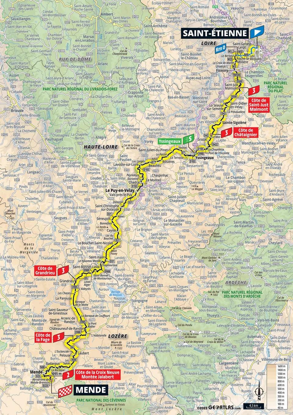 TdF 2022 Stage 14 map
