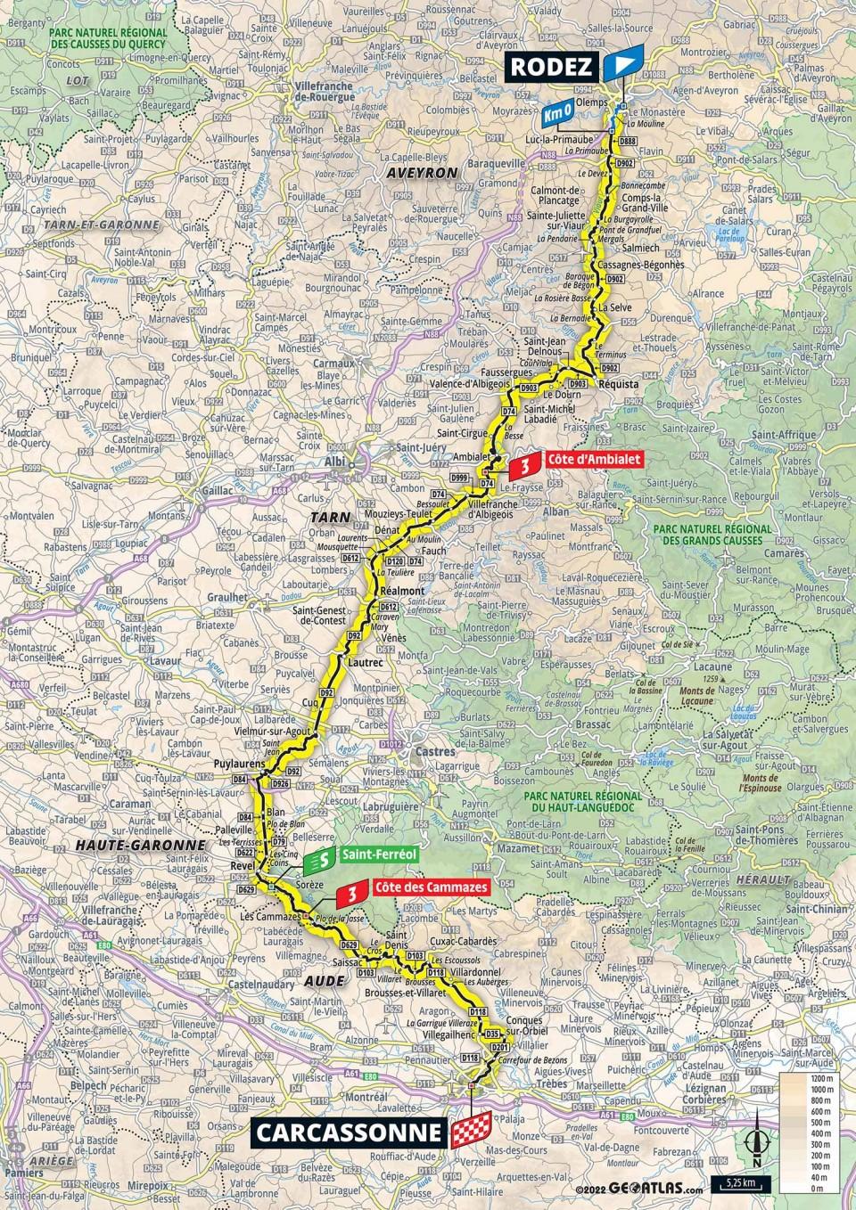 TdF 2022 Stage 15 map