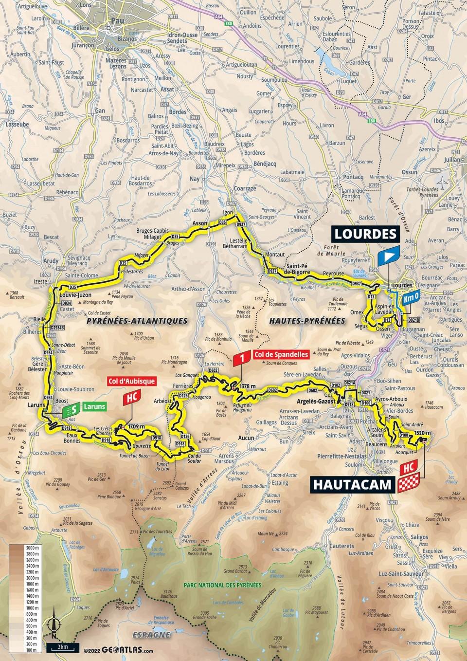 TdF 2022 Stage 18 map