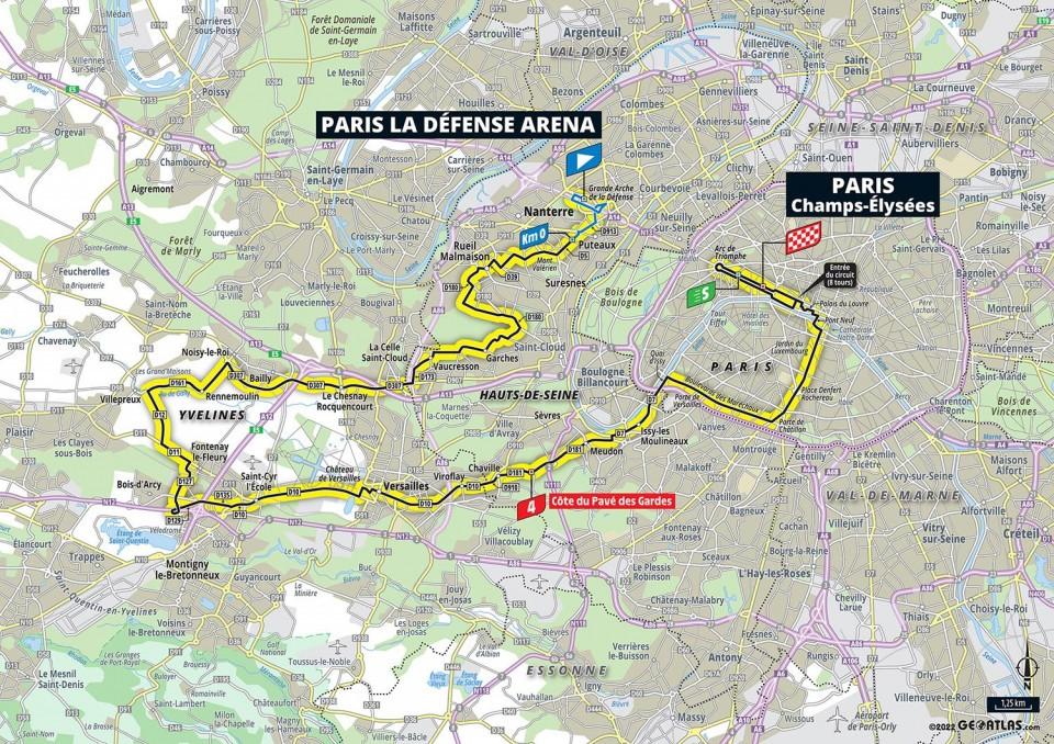 TdF 2022 Stage 21 map