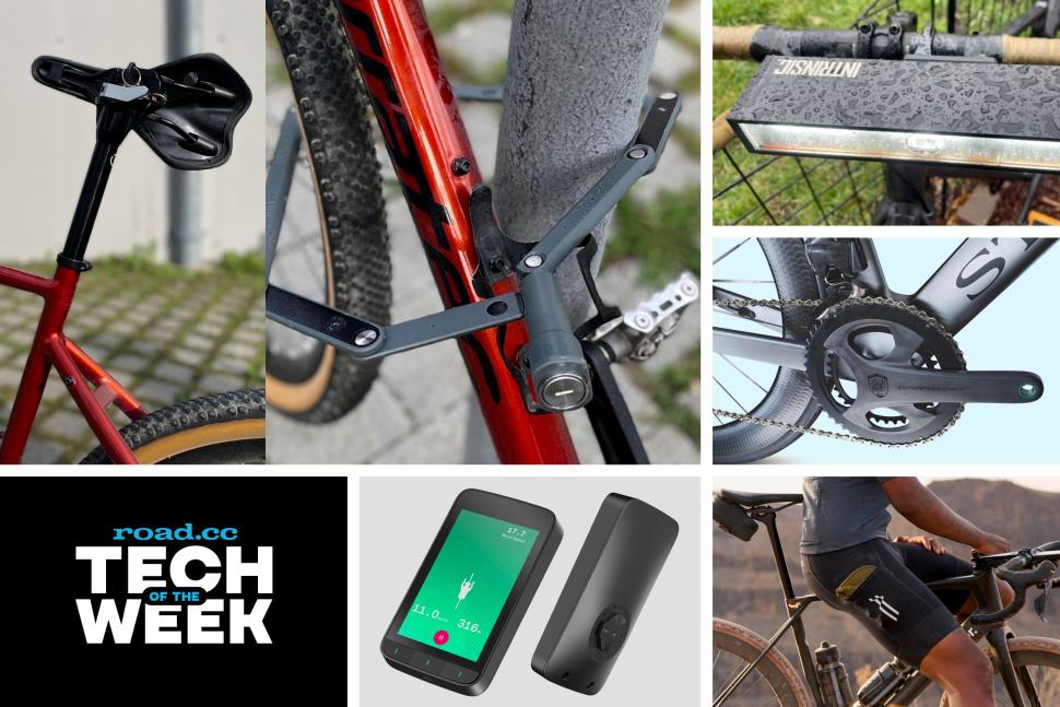 Bike lock weighing you down? Try this folding one that stashes inside your seatpost… plus “the world’s greatest bike light”, a bike computer with bonus mobile data + more