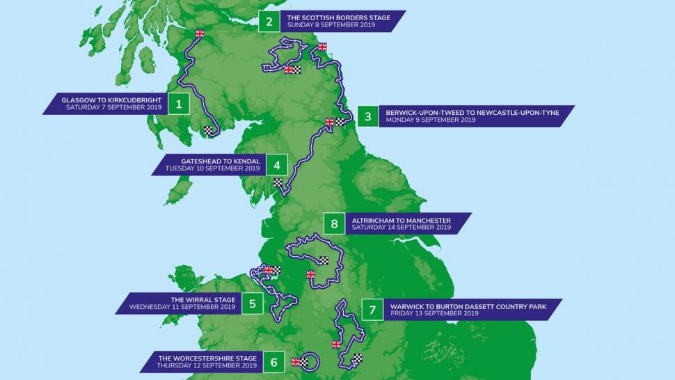 tour of britain route wednesday 7th september