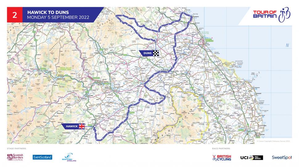 Mappa della fase 2 del Tour of Britain 2022