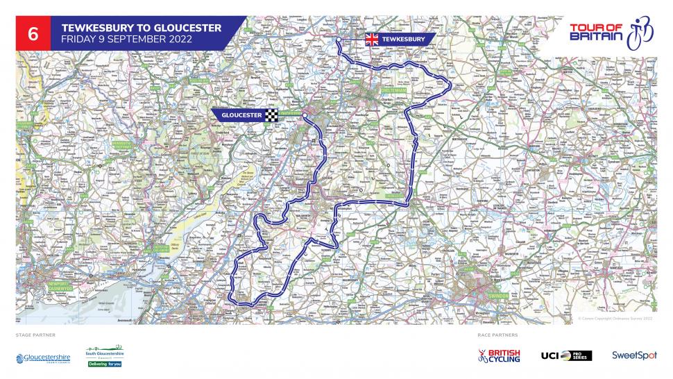 Mappa della fase 6 del Tour of Britain 2022