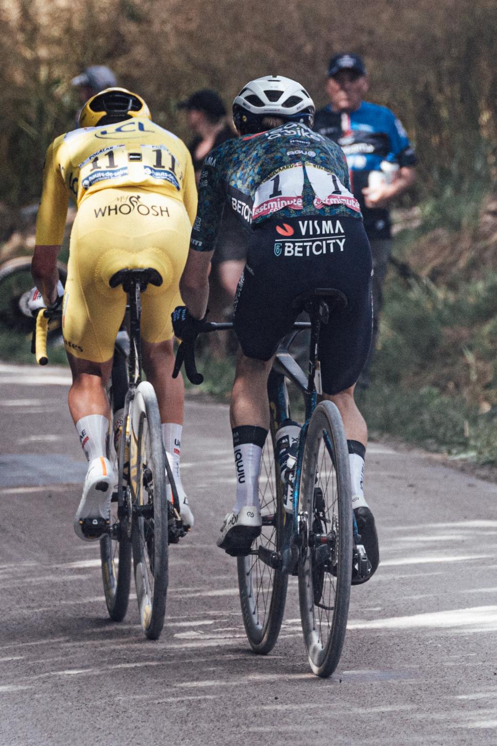 Tadej Pogačar and Jonas Vingegaard, stage nine, 2024 Tour de France (Zac Williams/SWpix.com)
