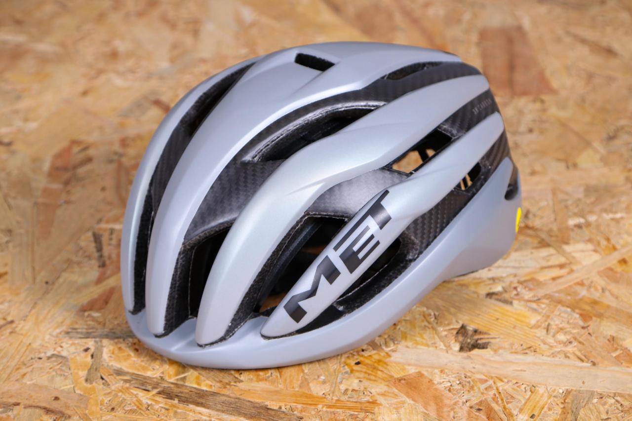 Met Casco Trenta 3K Carbon Mips Blanco/Plata 52-56