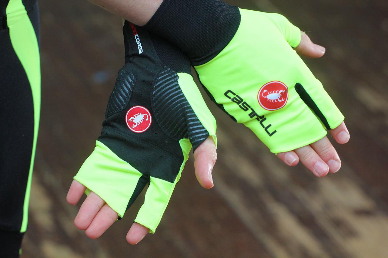 New Castelli Aero Race Half Finger Cycling Gloves Grn/Ylw/Blk Medium Cannondale 