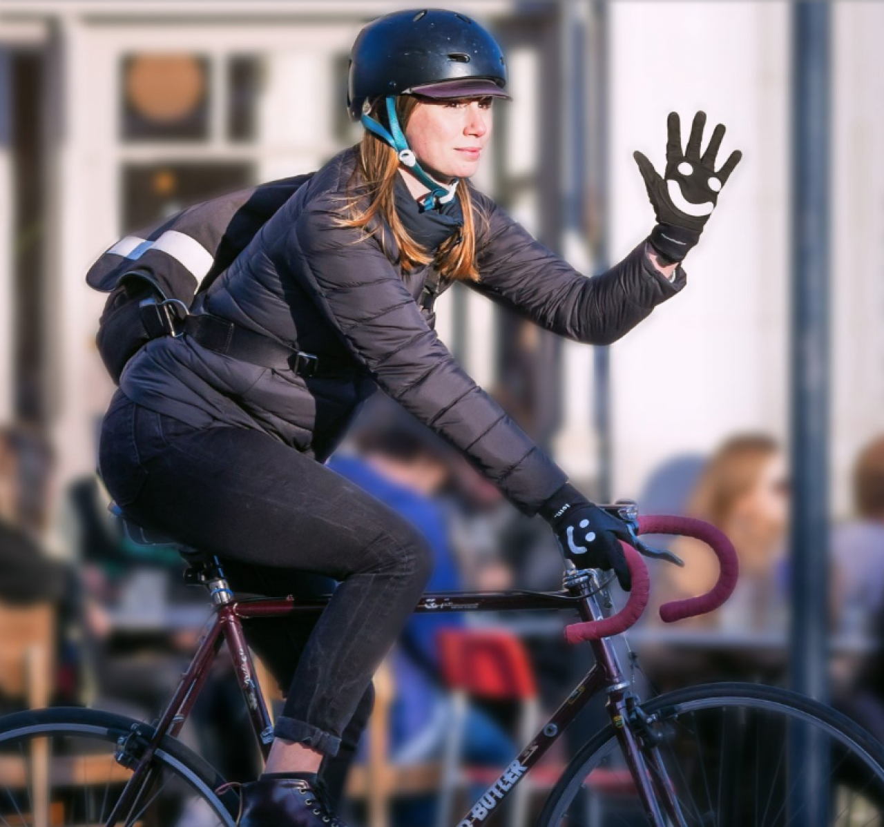 smiley face cycling gloves