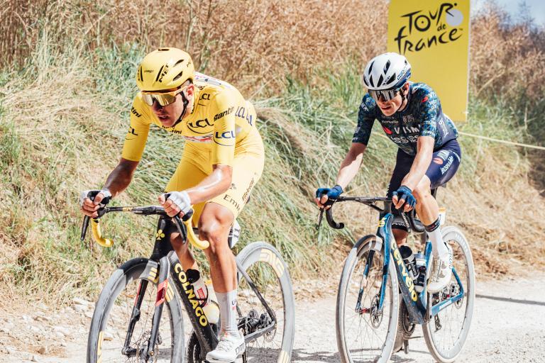 Tadej Pogačar and Jonas Vingegaard, stage nine, 2024 Tour de France (Zac Williams/SWpix.com)