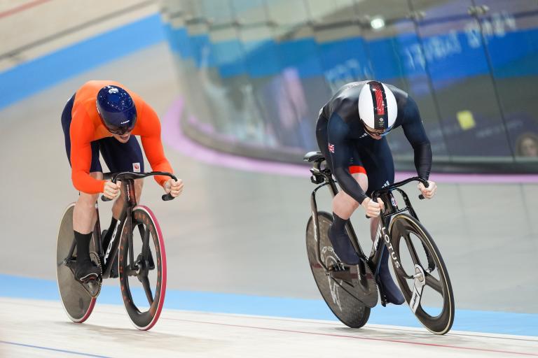 Jack Carlin and Harrie Lavreysen, sprint, 2024 Paris Olympics (Alex Whitehead/SWpix.com)