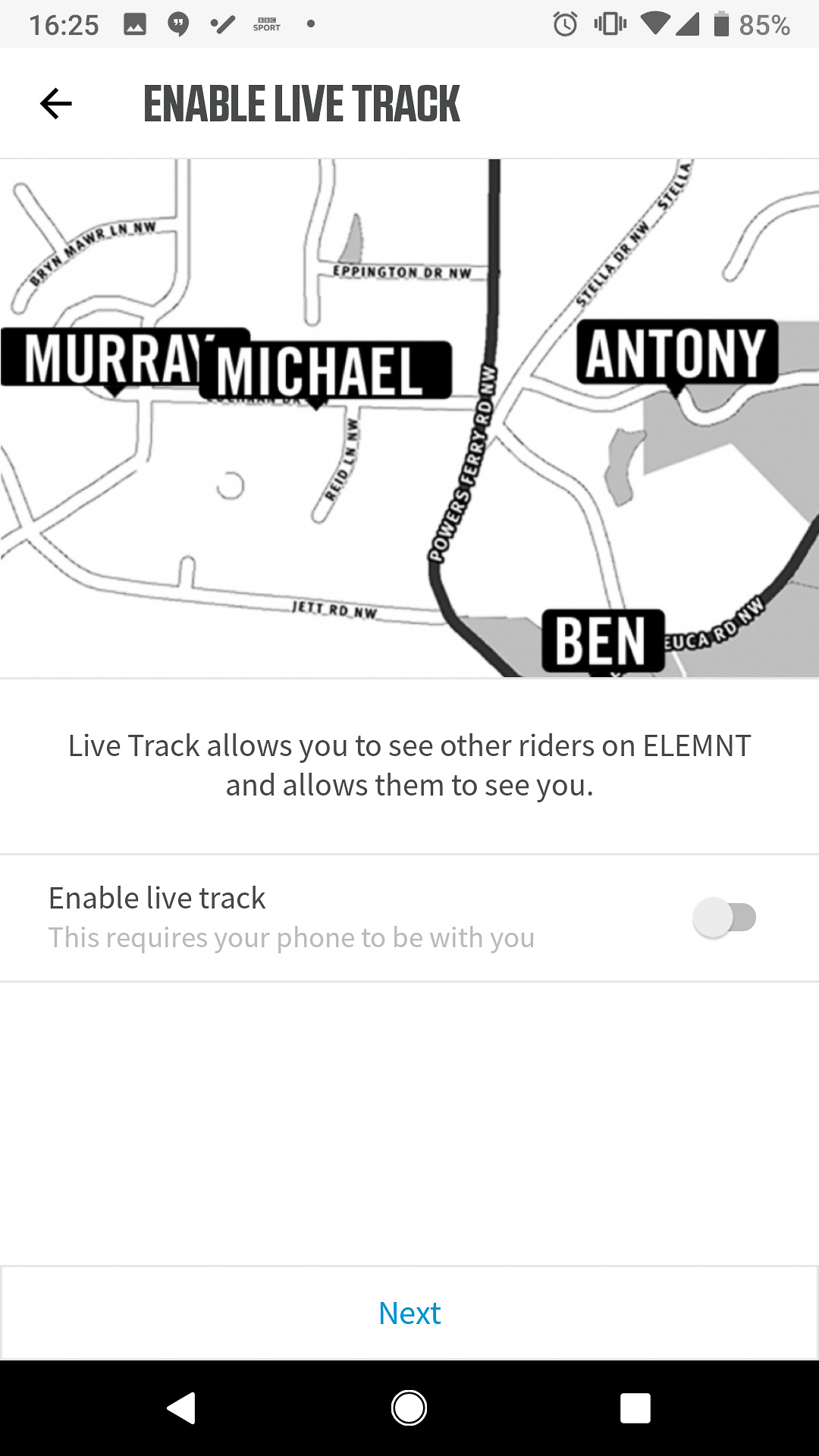 wahoo elemnt live tracking