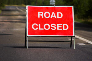 Road closed sign