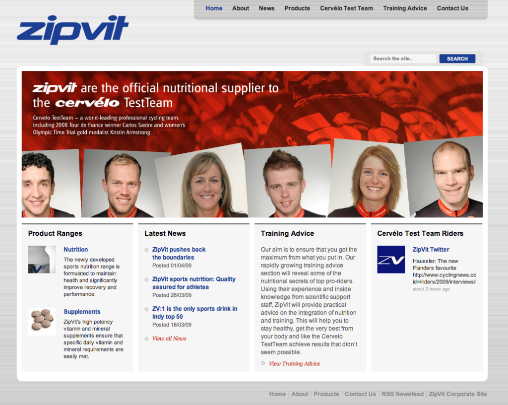 ZipVitsport homepage