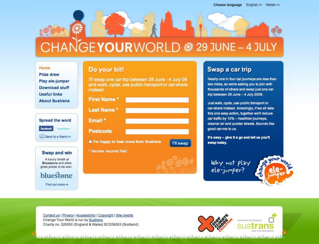Change Your World homepage