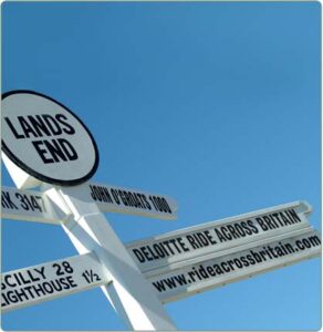 Deloitte Ride Across Britain signpost