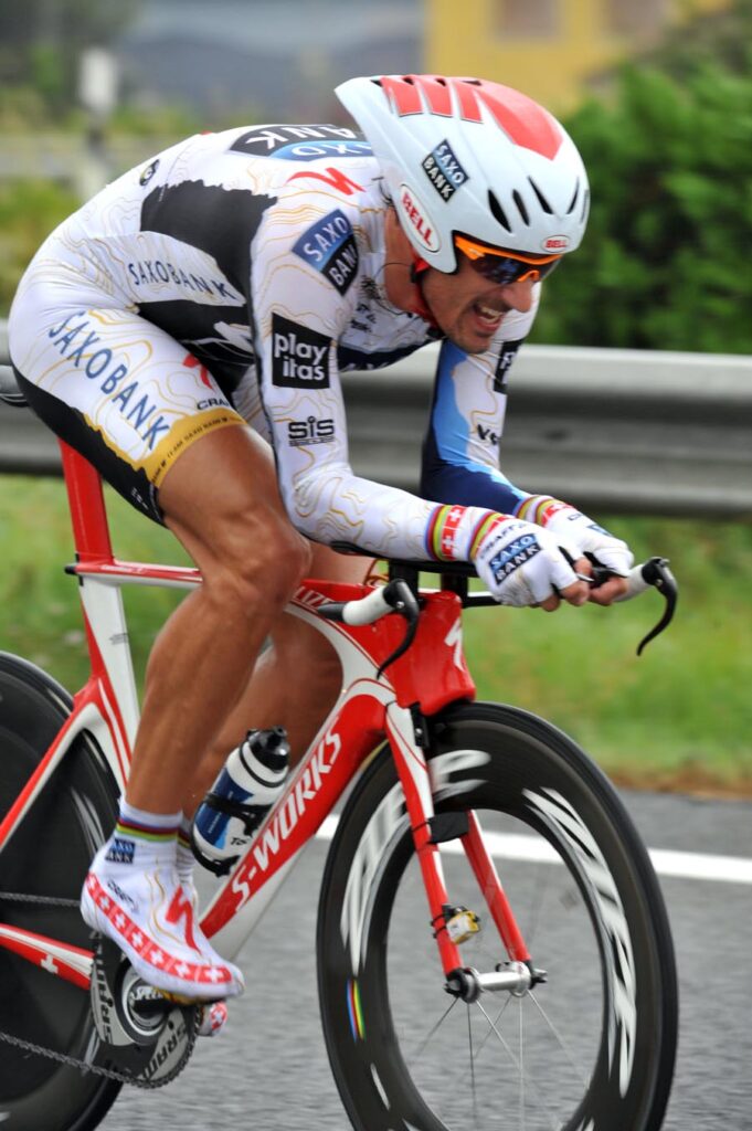 Fabian Cancellara on his way to winning the Vuelta Stage 7 individual time trial in Valencia © Unipublic