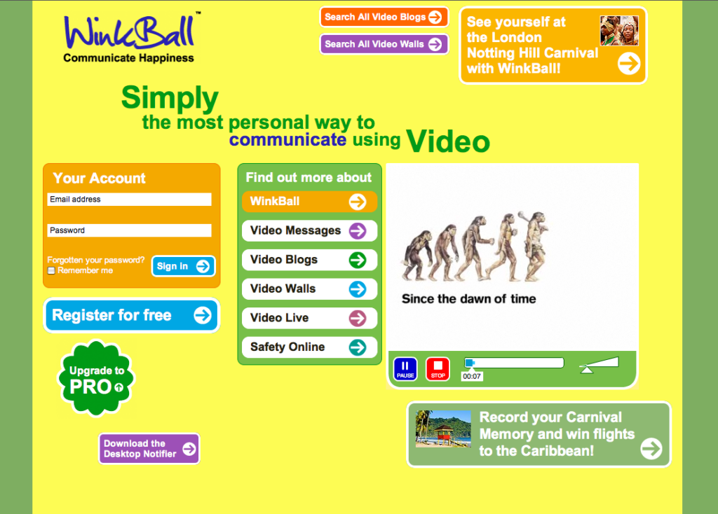 Winkball homepage