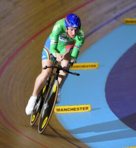 Sarah Storey on the Manchester Velodrome track.jpg