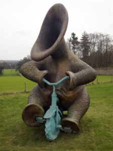 Cycling sculpture outside Goodwood House