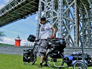 Leon McCarron with Santos bike