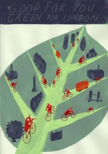 Cycling in London poster by Rachel Lillie