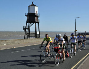 The Great Tour 2010 riders near Harwich